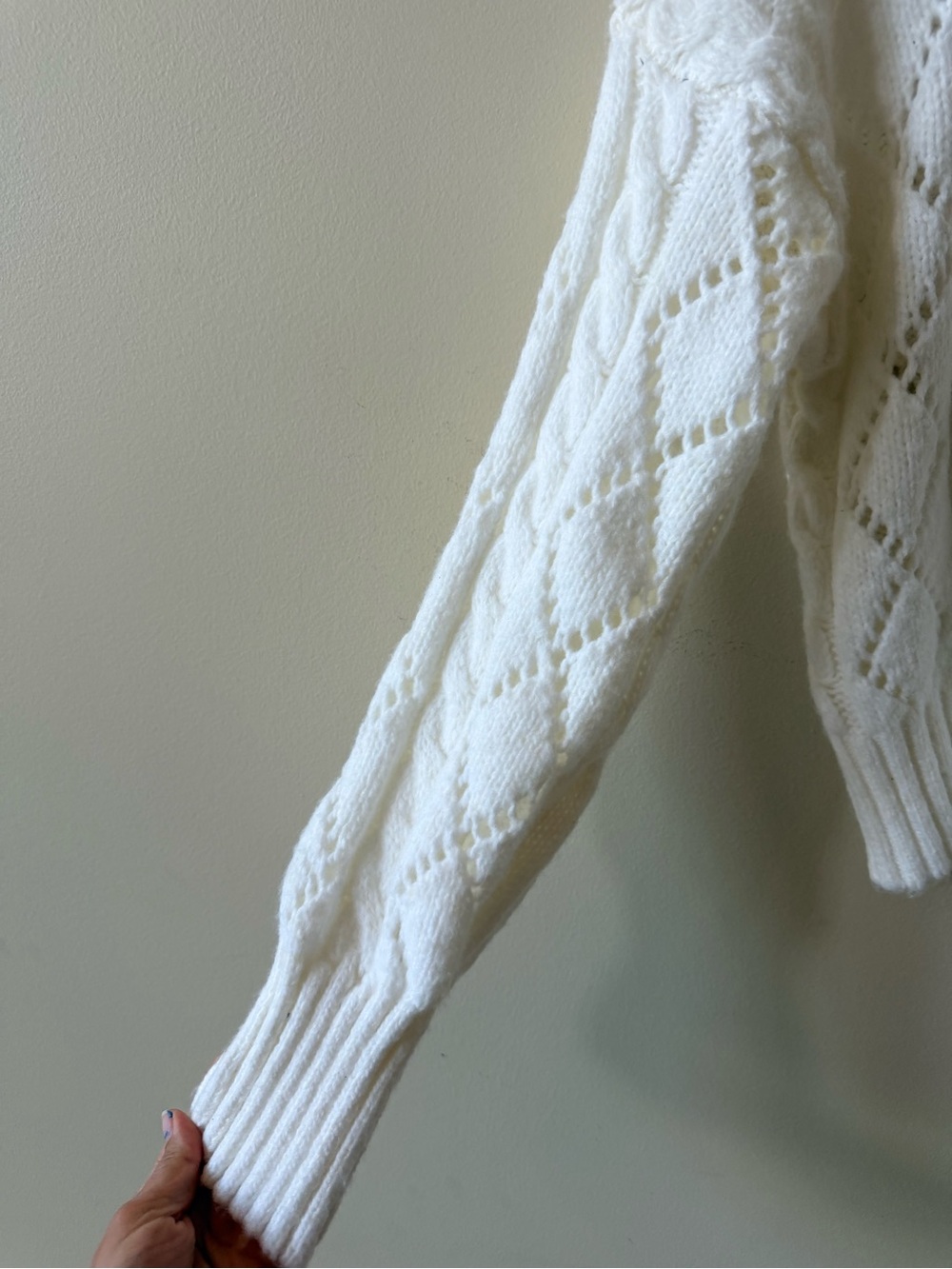 Hippie Rose Cream Open-Knit Button Front Cardigan - Picture 5 of 8